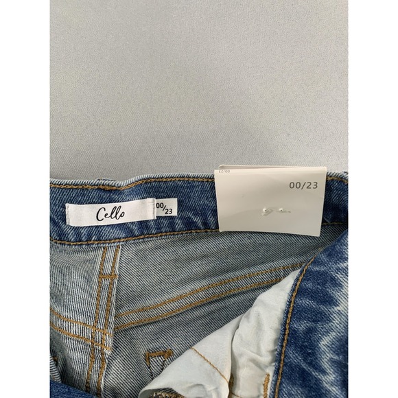 Cello Jeans Womens 00 23 Blue Super High Rise Mom Fit Distressed Denim Authentic - Picture 9 of 13